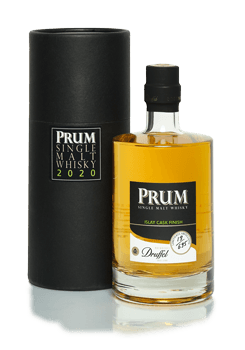Flasche Prum Single Malt Whisky der Brennerei Druffel mit Geschenkröhre